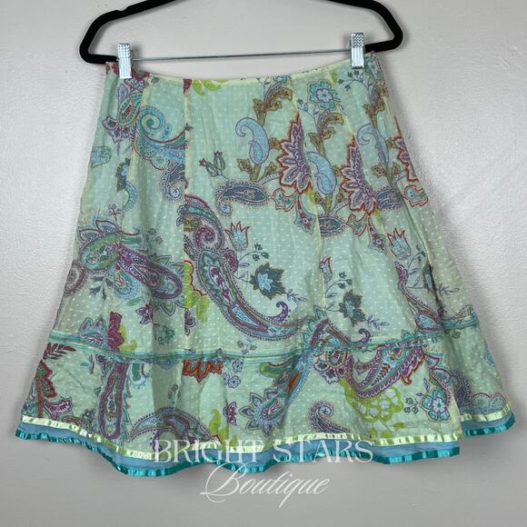 Rare Green Paisley Skirt ASO Marissa Cooper The OC Summer A-Line Colorful - Picture 5 of 9